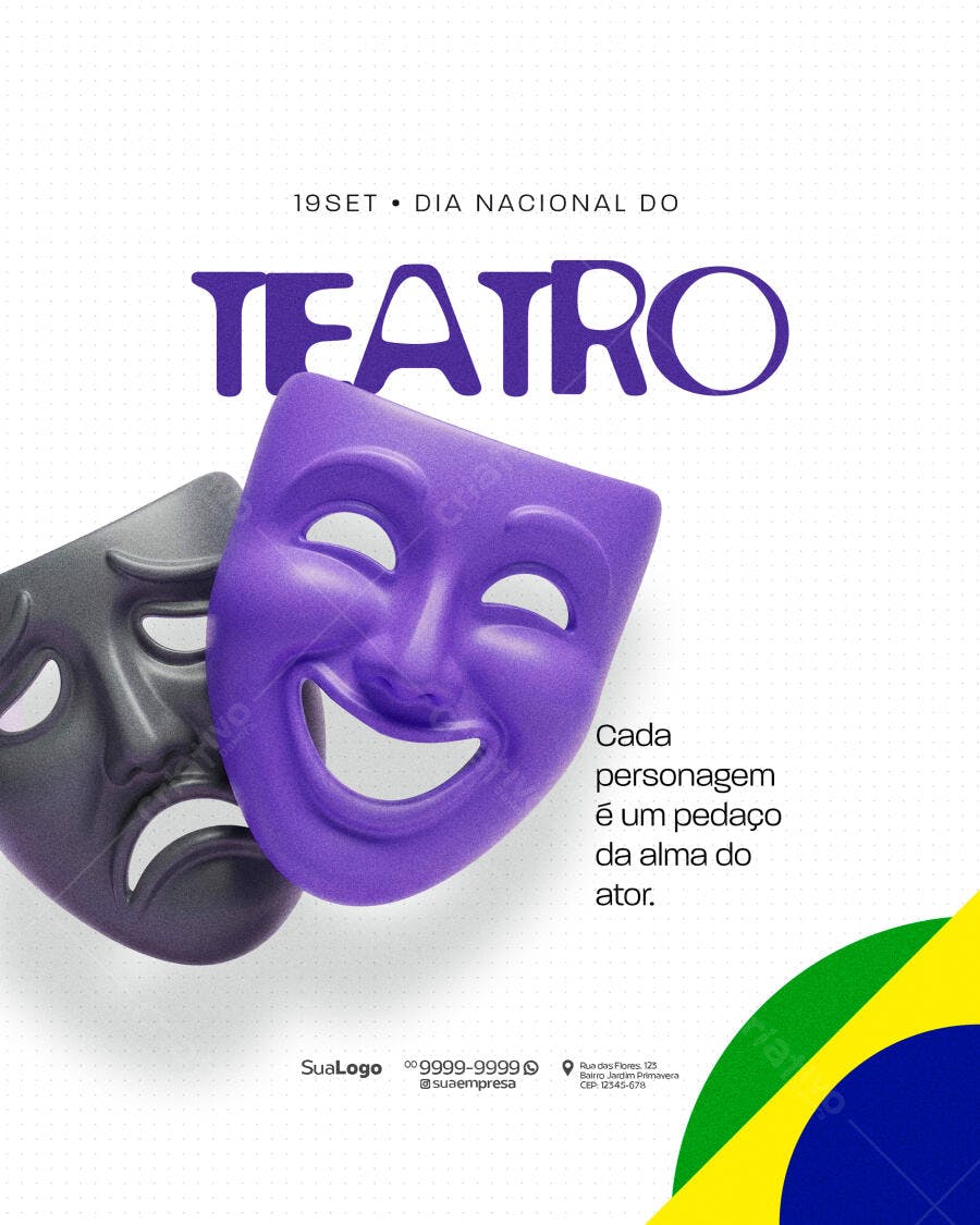 Flyer Dia Nacional do Teatro PSD Editável