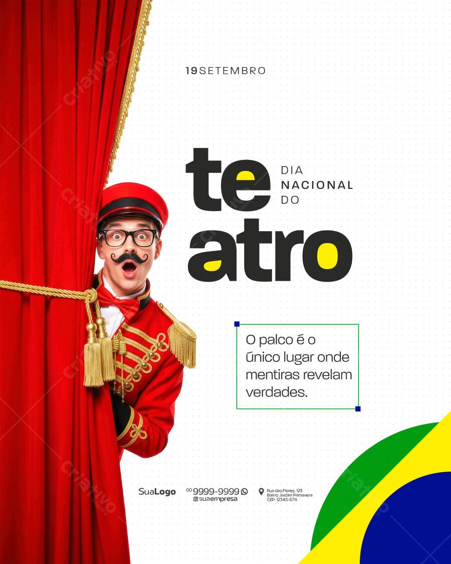 Flyer Dia Nacional do Teatro PSD Editável