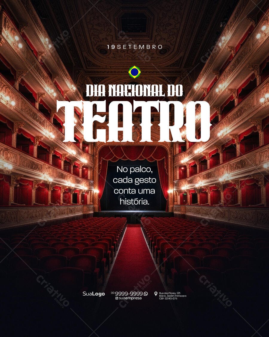Flyer Dia Nacional do Teatro PSD Editável