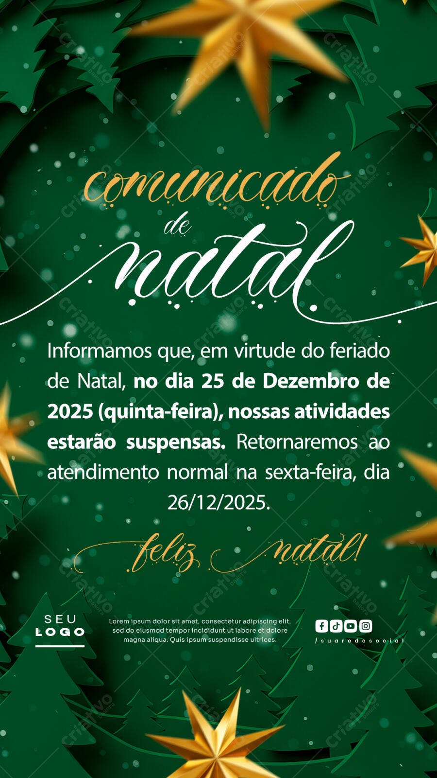 Comunicado de Natal PSD Editável
