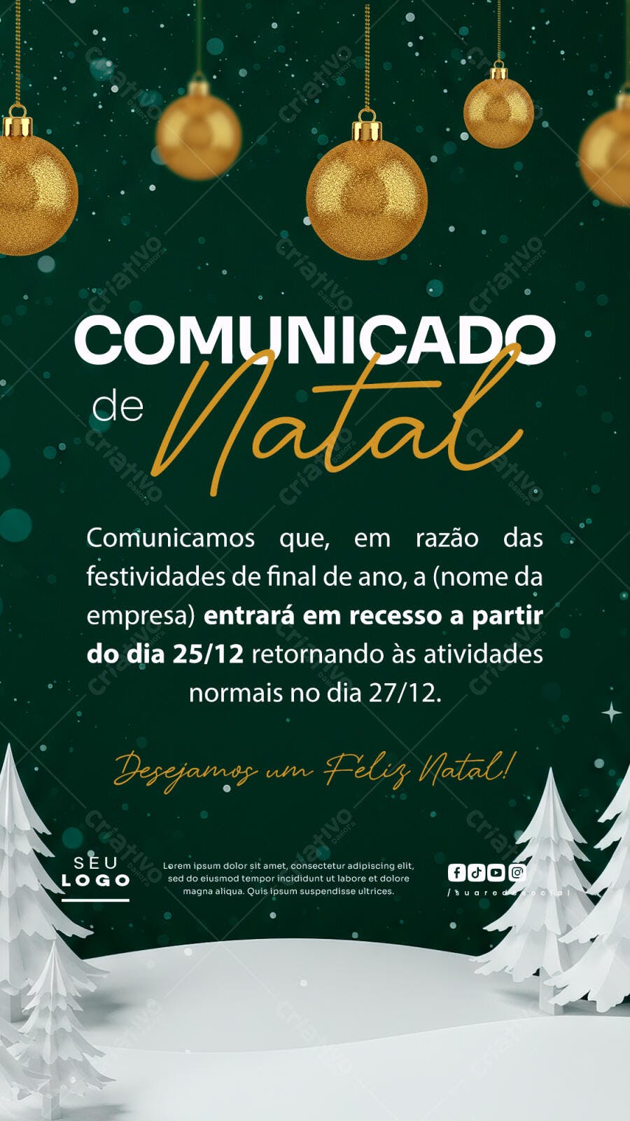 Comunicado de Natal PSD Editável