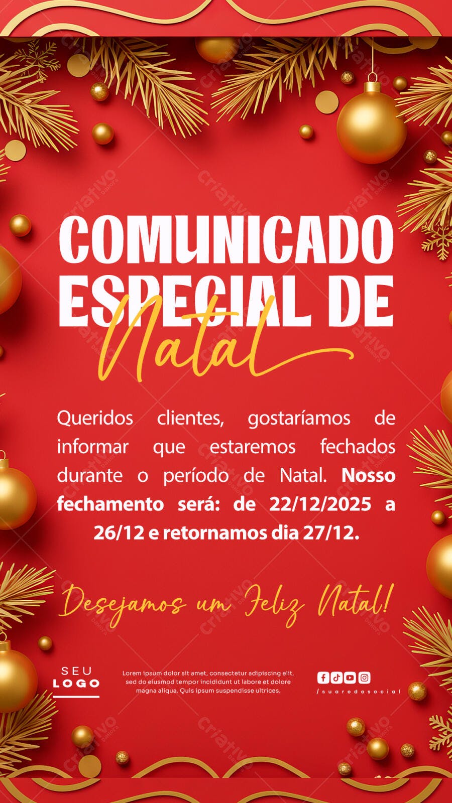 Comunicado Natalino PSD Editável