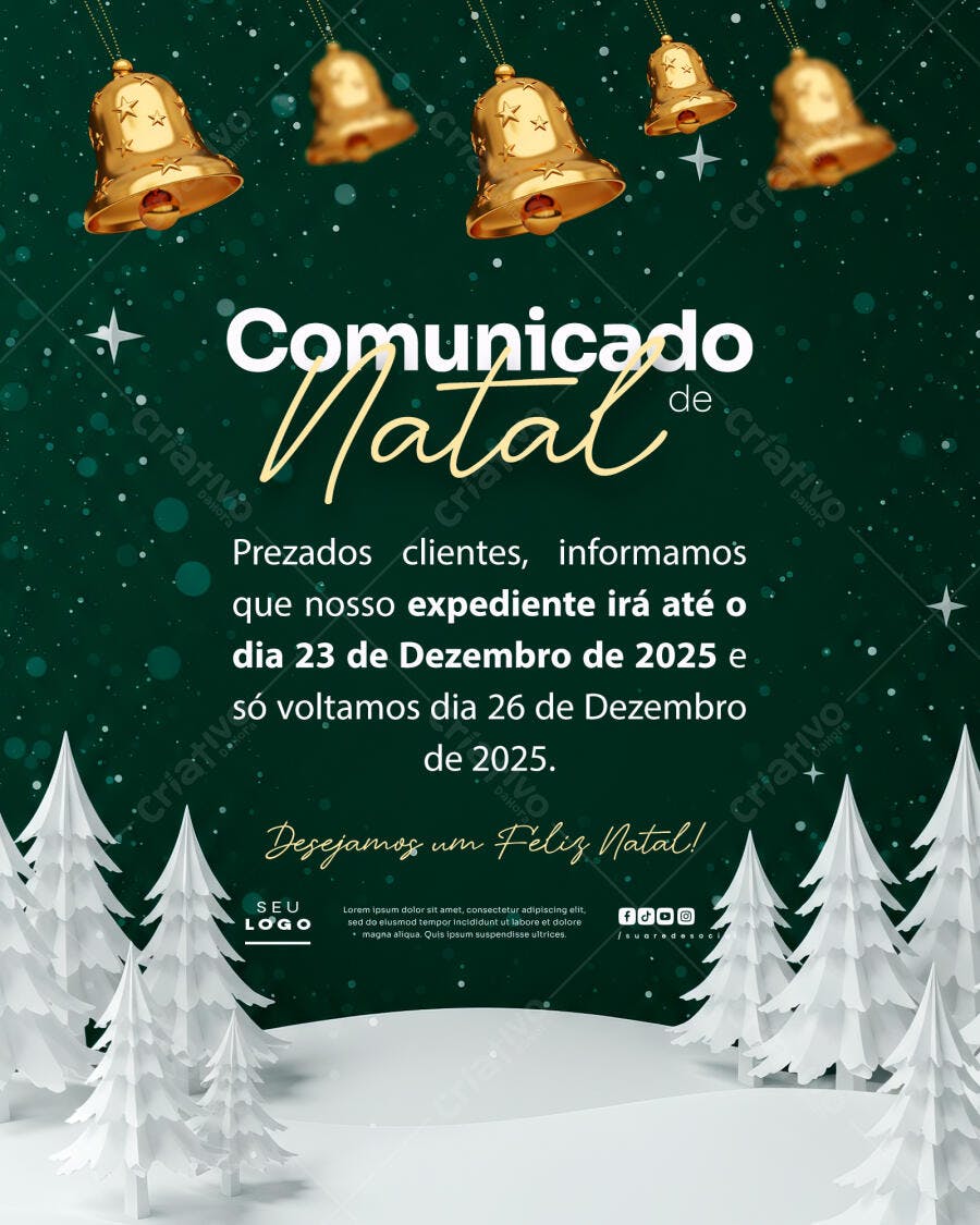 Comunicado de Natal PSD Editável