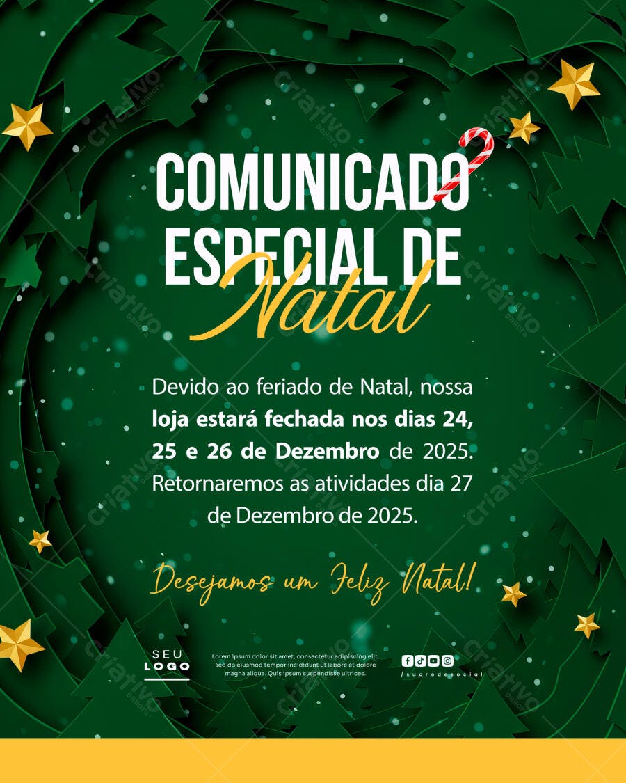 Comunicado de Natal PSD Editável