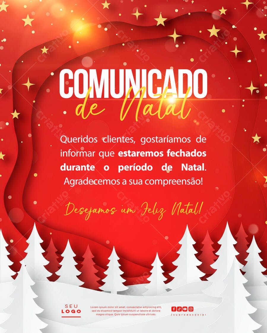 Comunicado de Natal PSD Editável