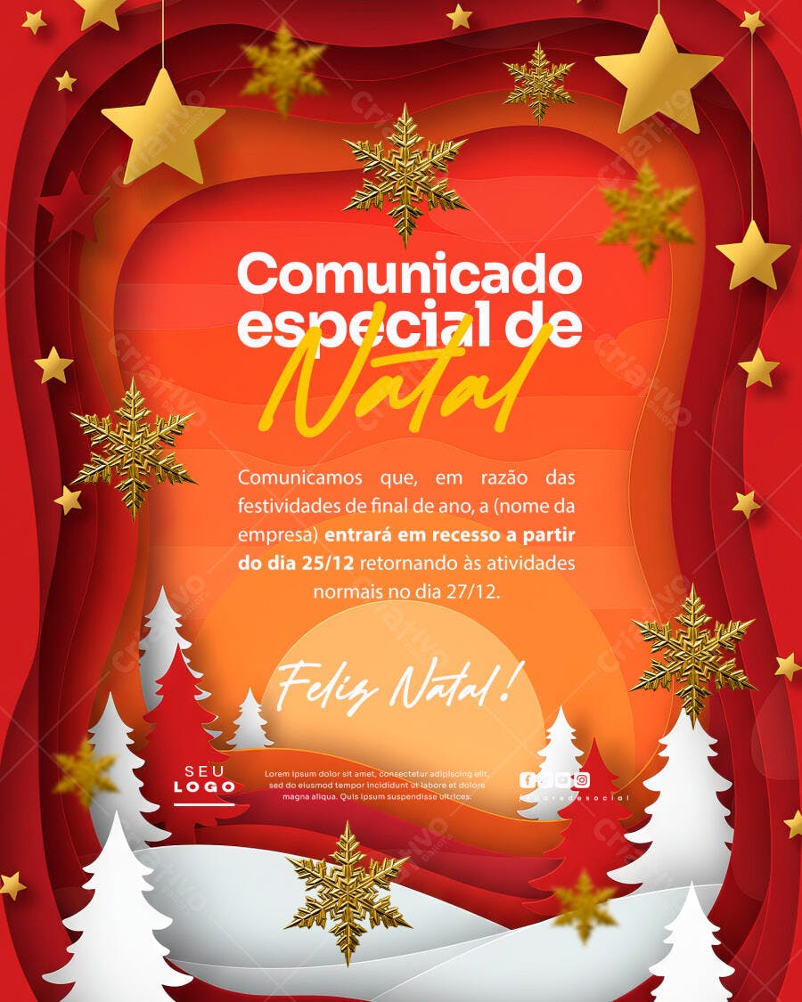 Comunicado de Natal PSD Editável