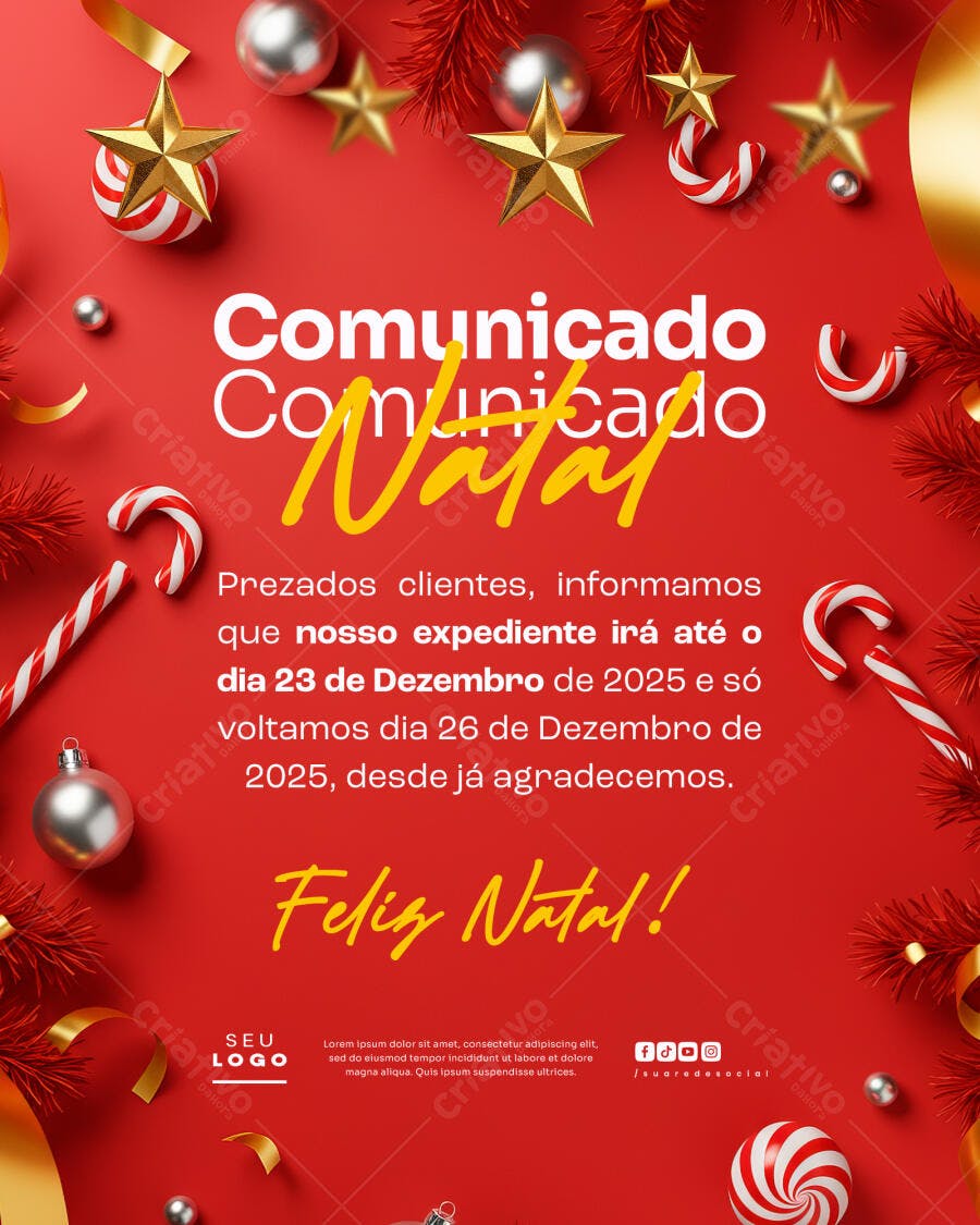 Comunicado Natalino PSD Editável