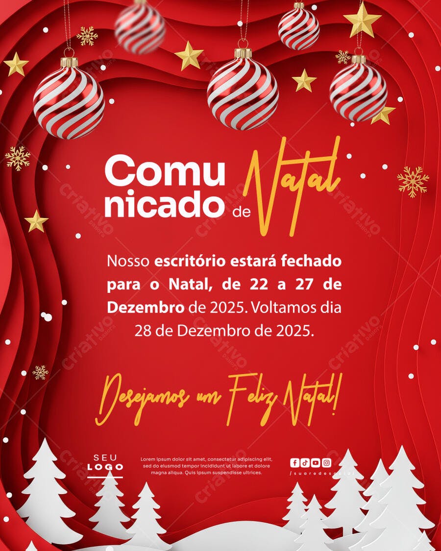 Flyer de Boas Festas Natal PSD Editável