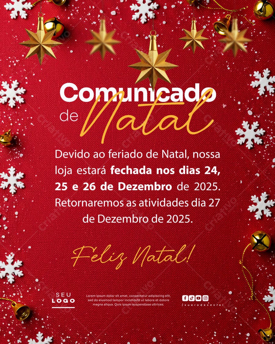 Comunicado de Natal PSD Editável