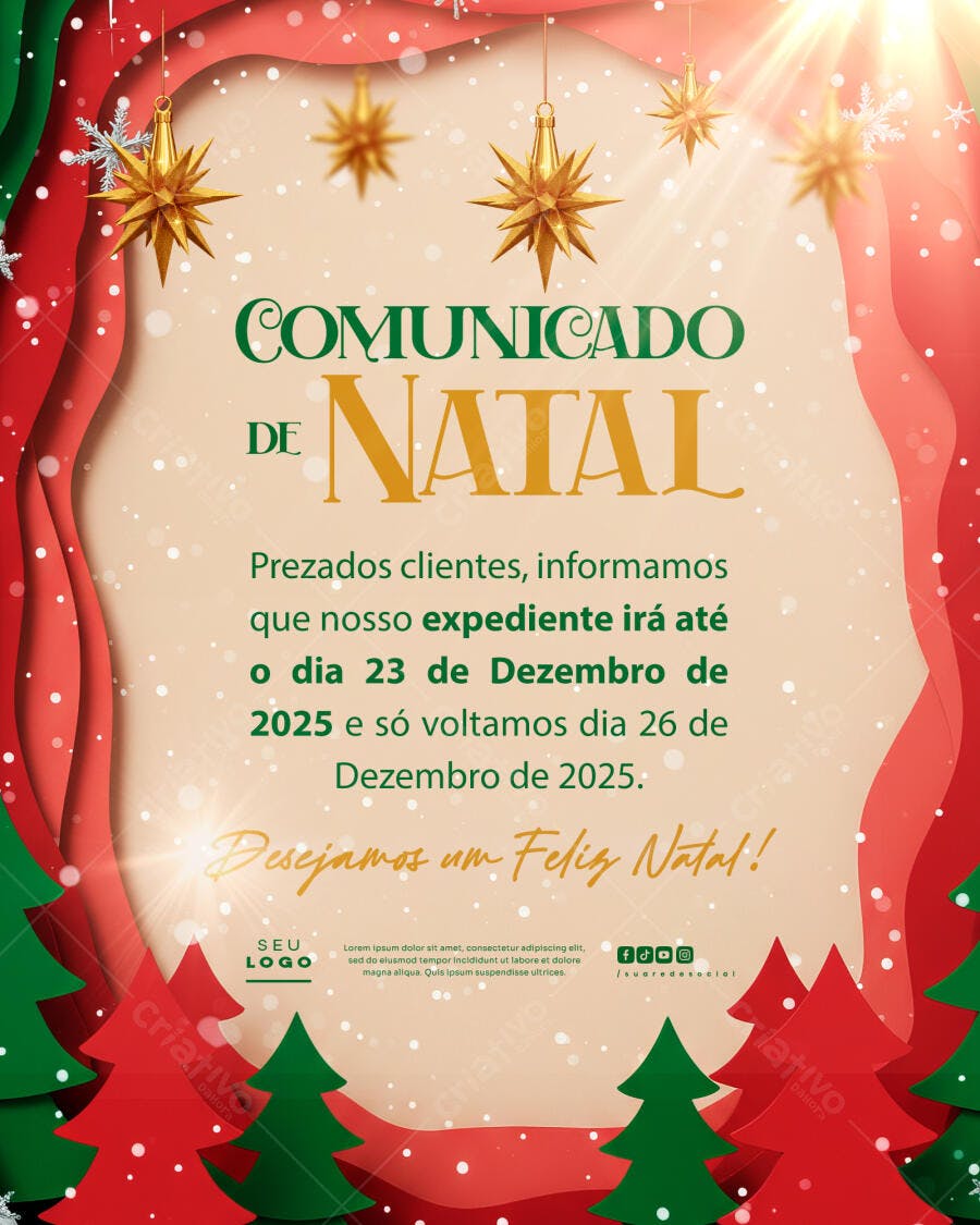 Comunicado de Natal PSD Editável