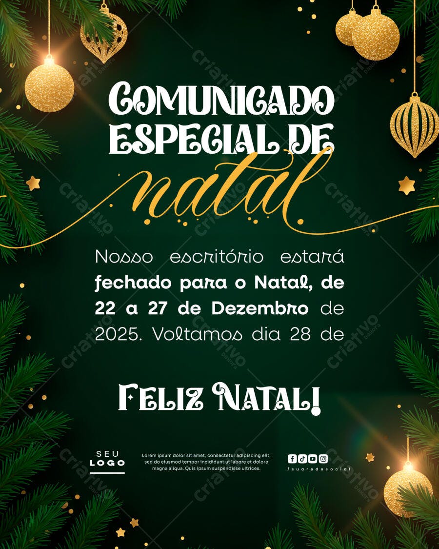 Comunicado de Natal PSD Editável
