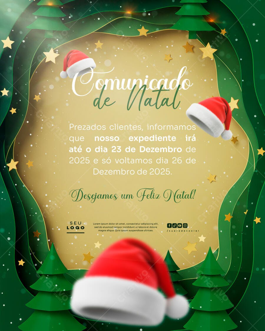 Comunicado de Natal PSD Editável