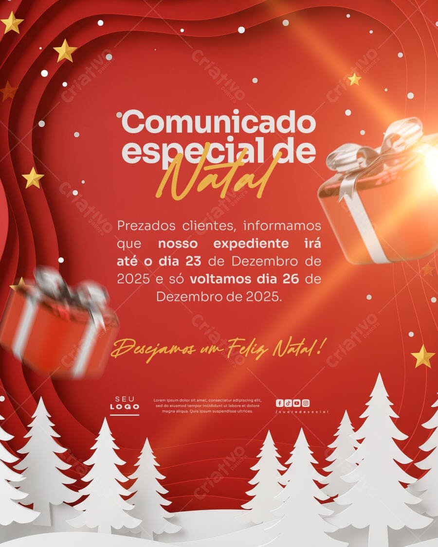 Flyer de Boas Festas Natal PSD Editável
