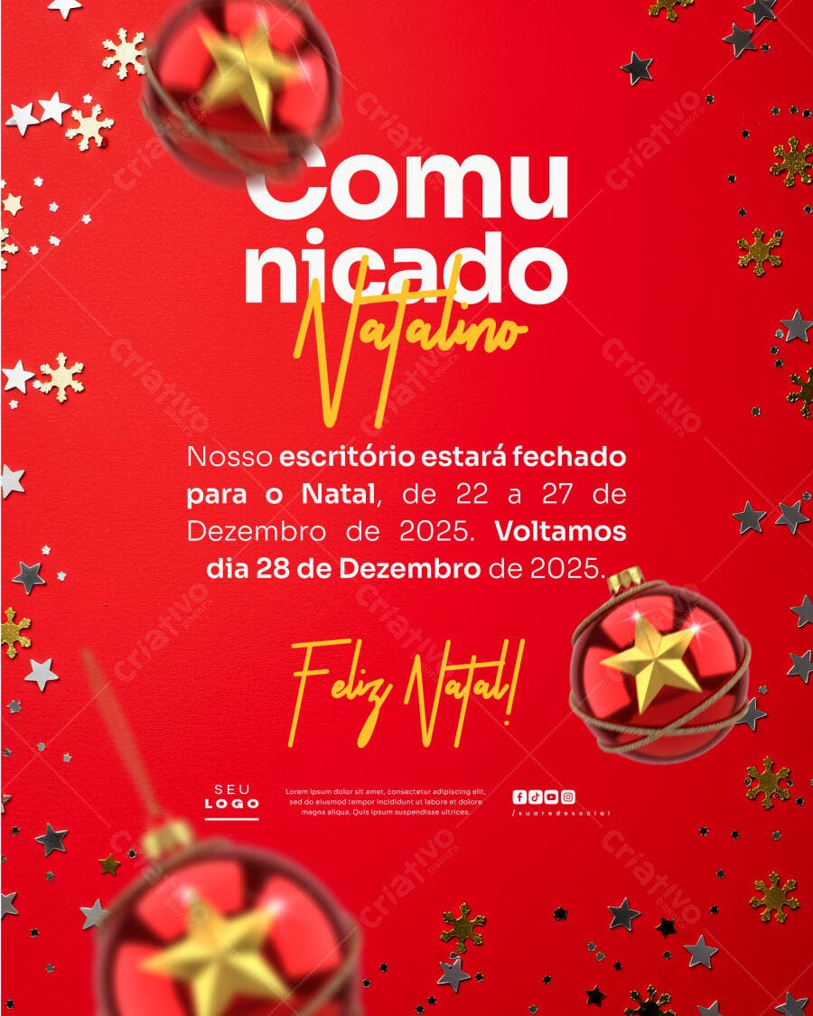 Comunicado Natalino PSD Editável