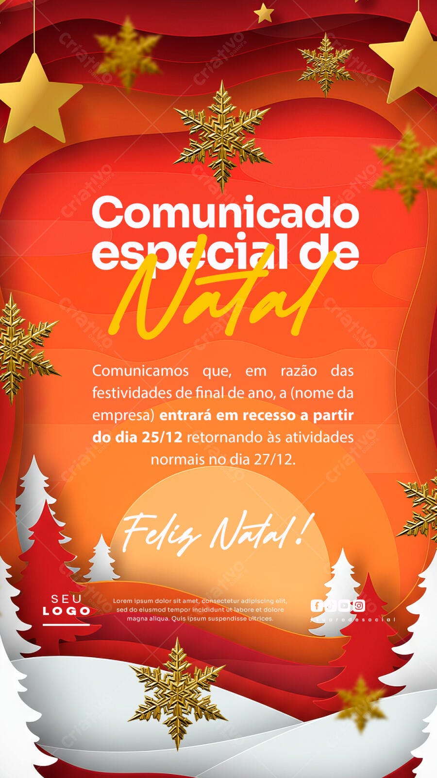 Comunicado Natalino PSD Editável