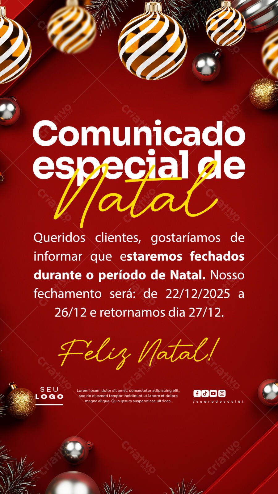 Flyer Boas Festas Natal PSD Editável