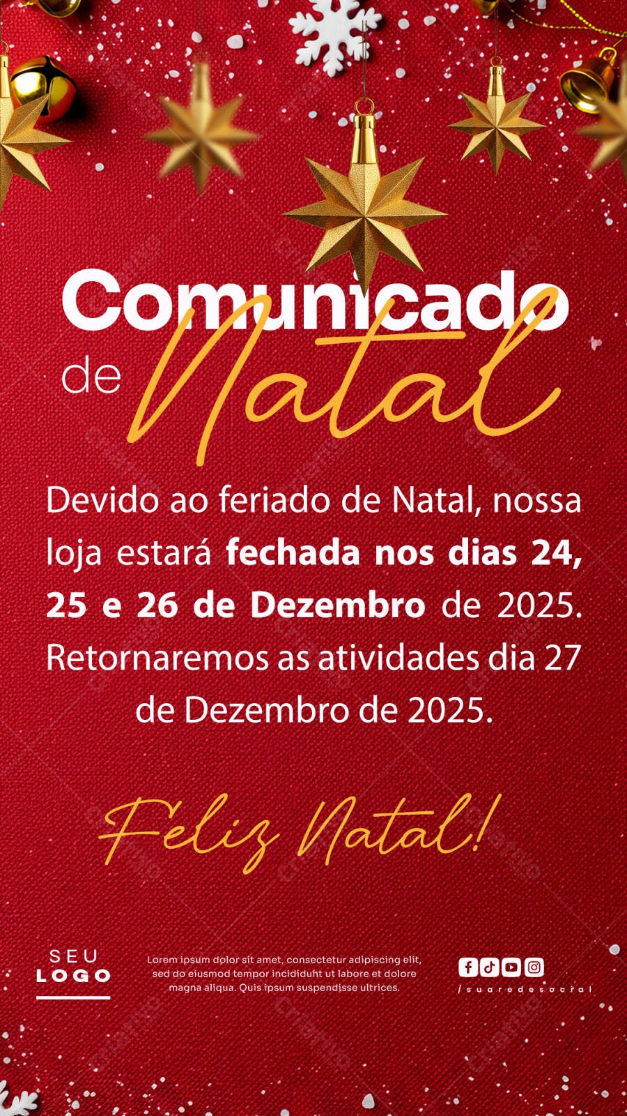 Comunicado de Natal PSD Editável