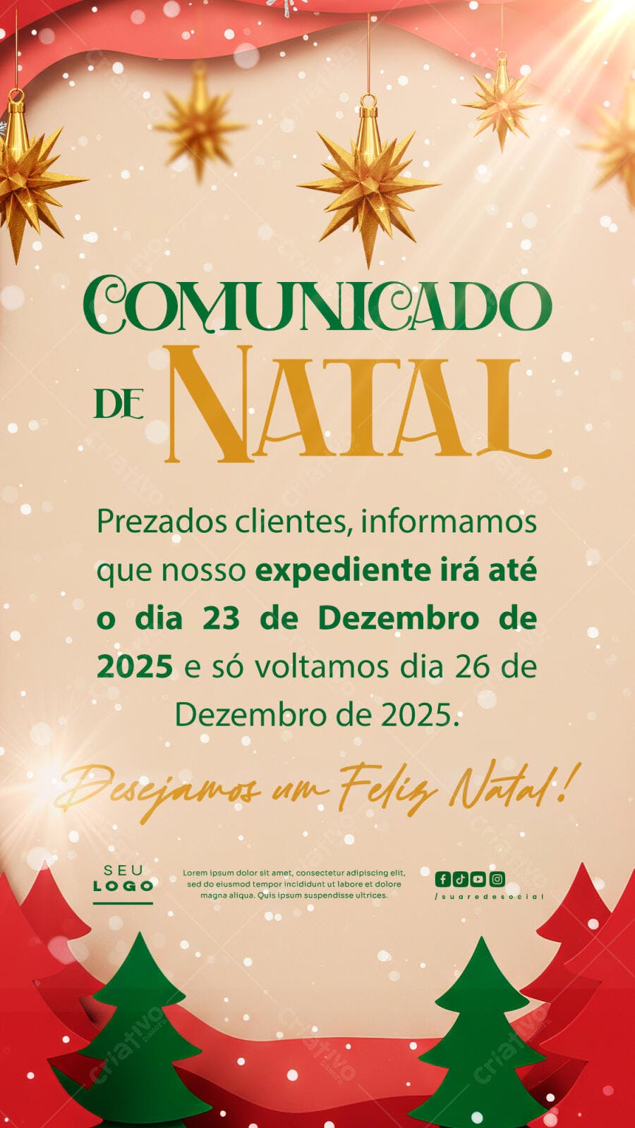 Comunicado de Natal PSD Editável