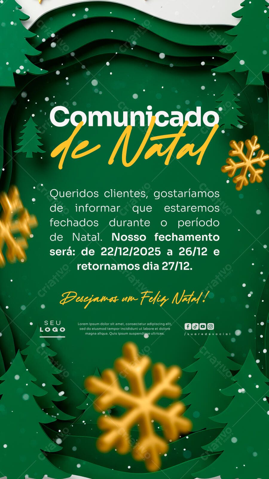 Comunicado de Natal PSD Editável