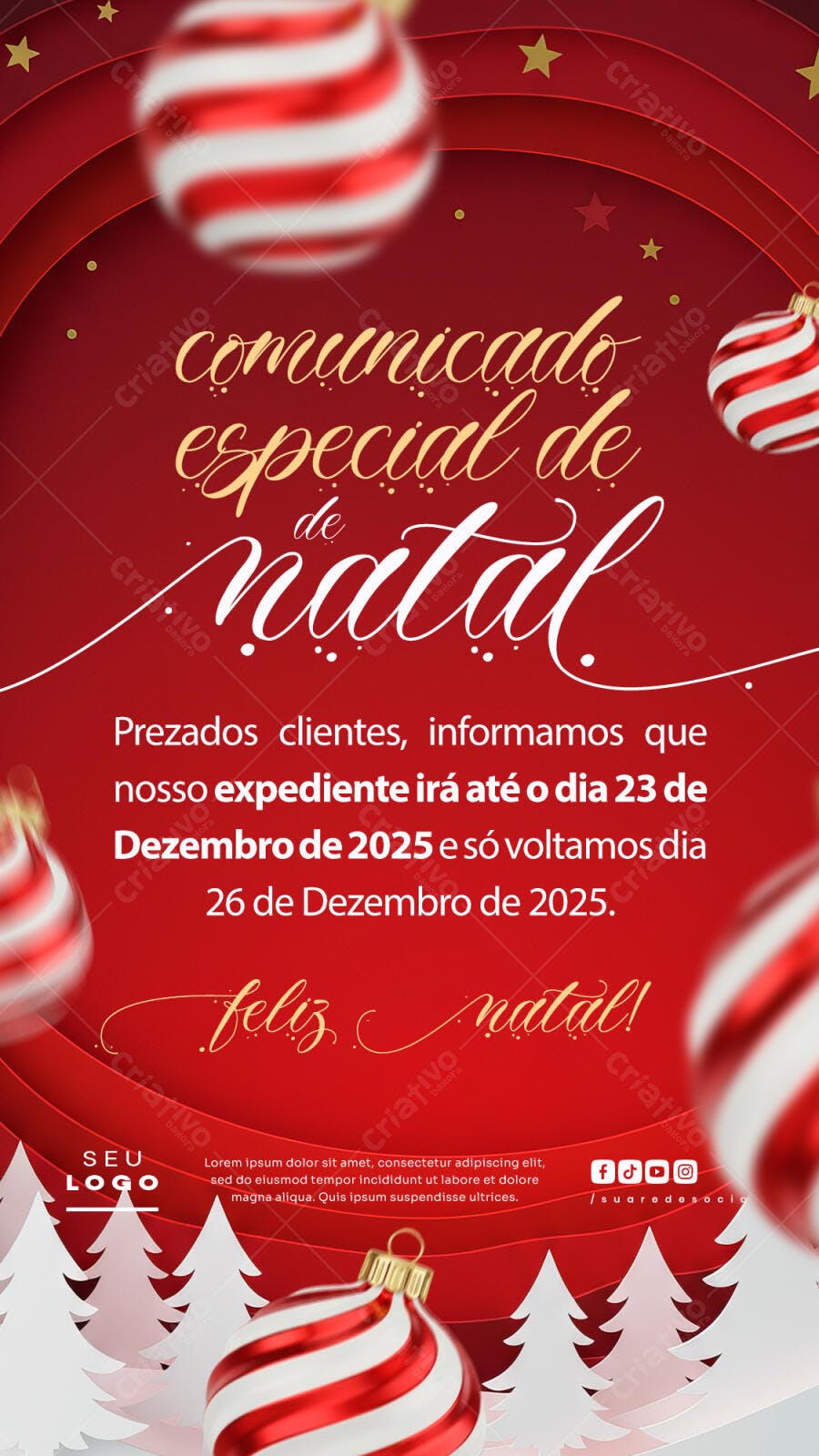 Flyer de Boas Festas Natal PSD Editável