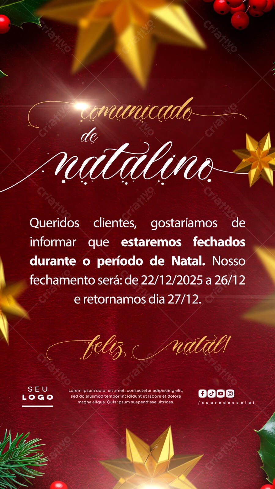 Comunicado de Natal PSD Editável