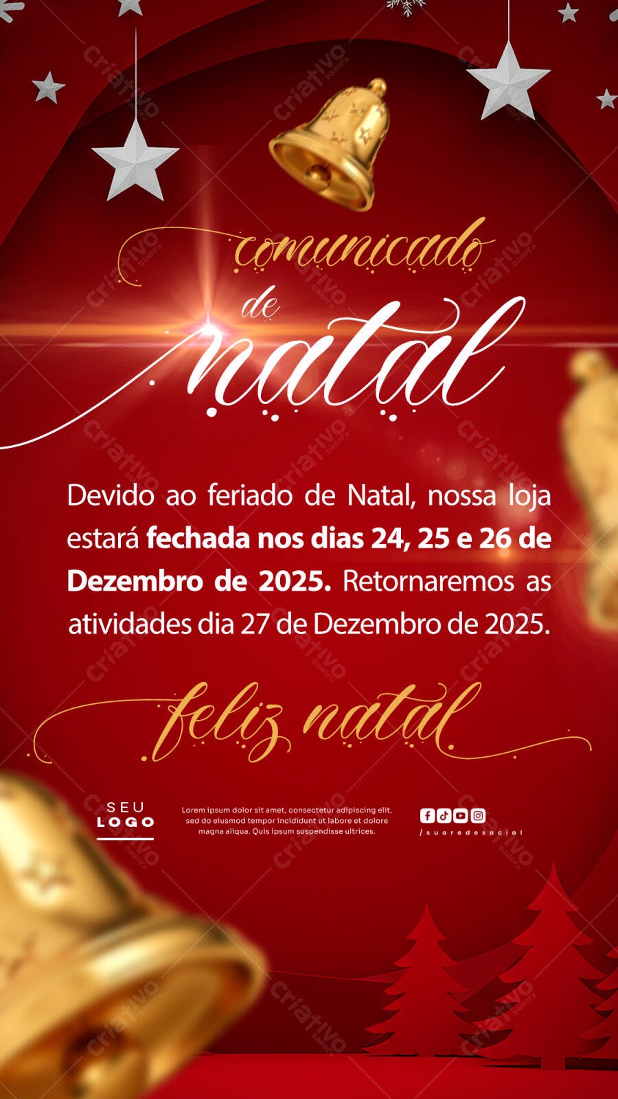Comunicado de Natal PSD Editável