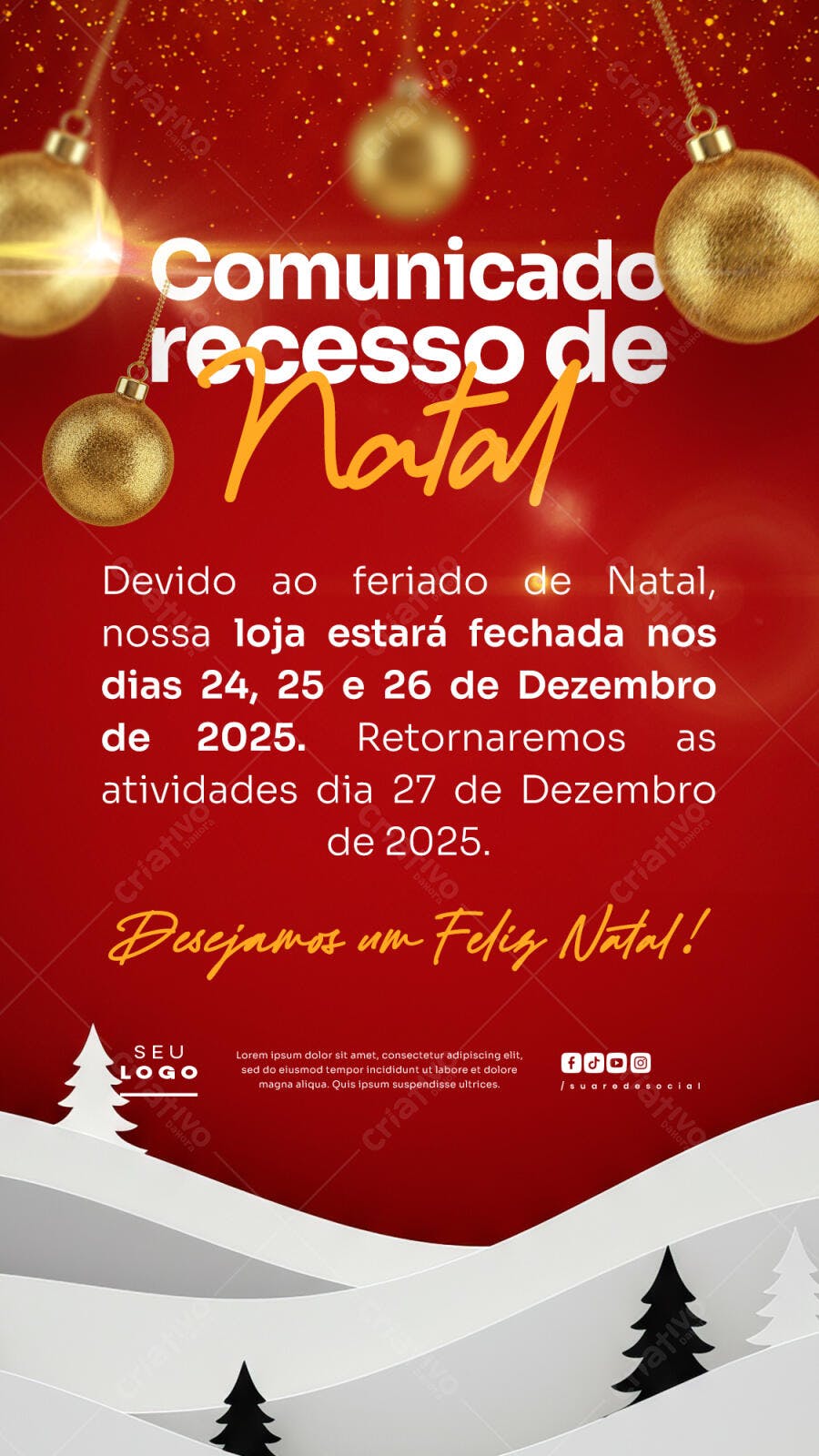 Flyer Recesso de Natal PSD Editável