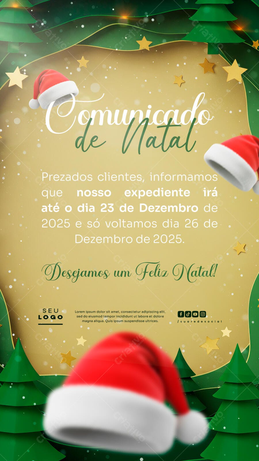 Comunicado de Natal PSD Editável