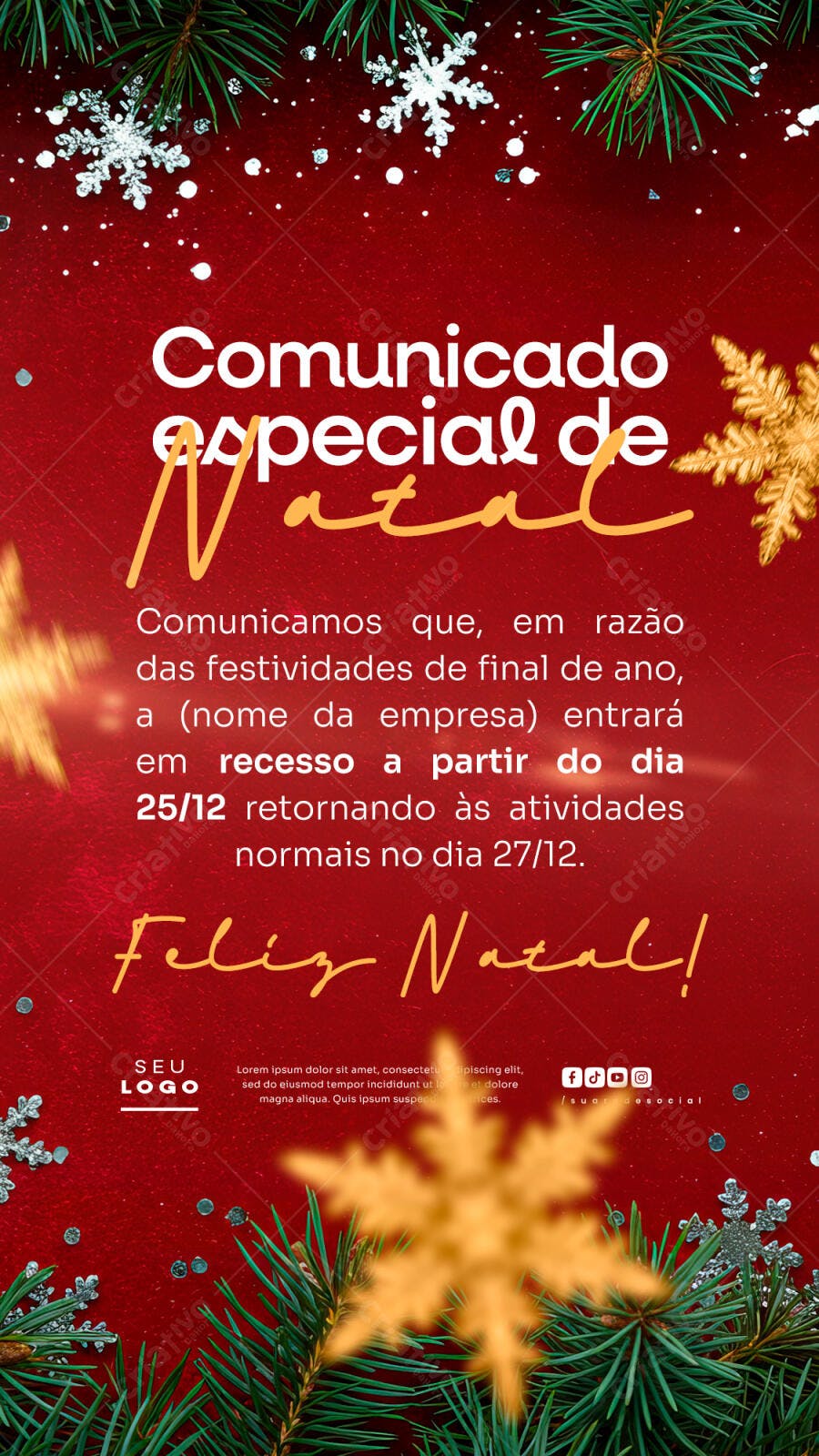 Comunicado de Natal PSD Editável