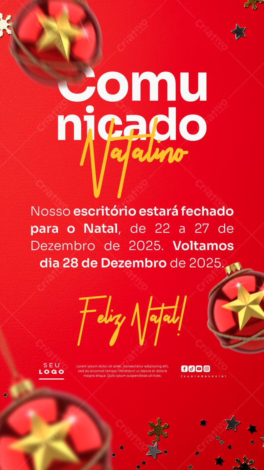 Flyer para Comunicado Natalino PSD Editável
