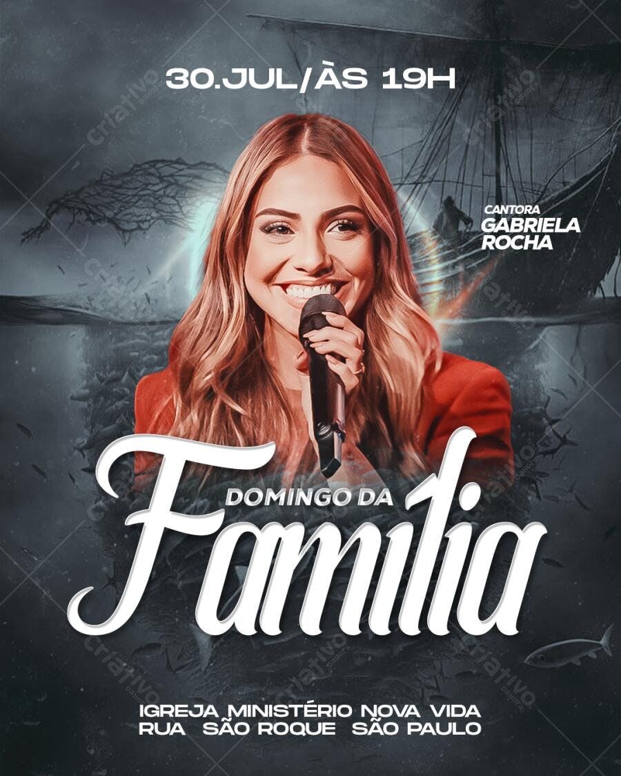 Flyer para Evento Gospel com Gabriela Rocha PSD Editável