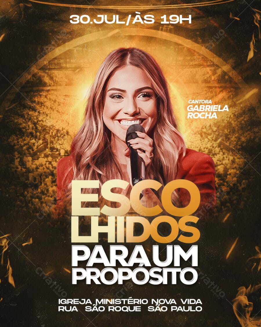 Flyer para Evento Gospel com Gabriela Rocha PSD Editável