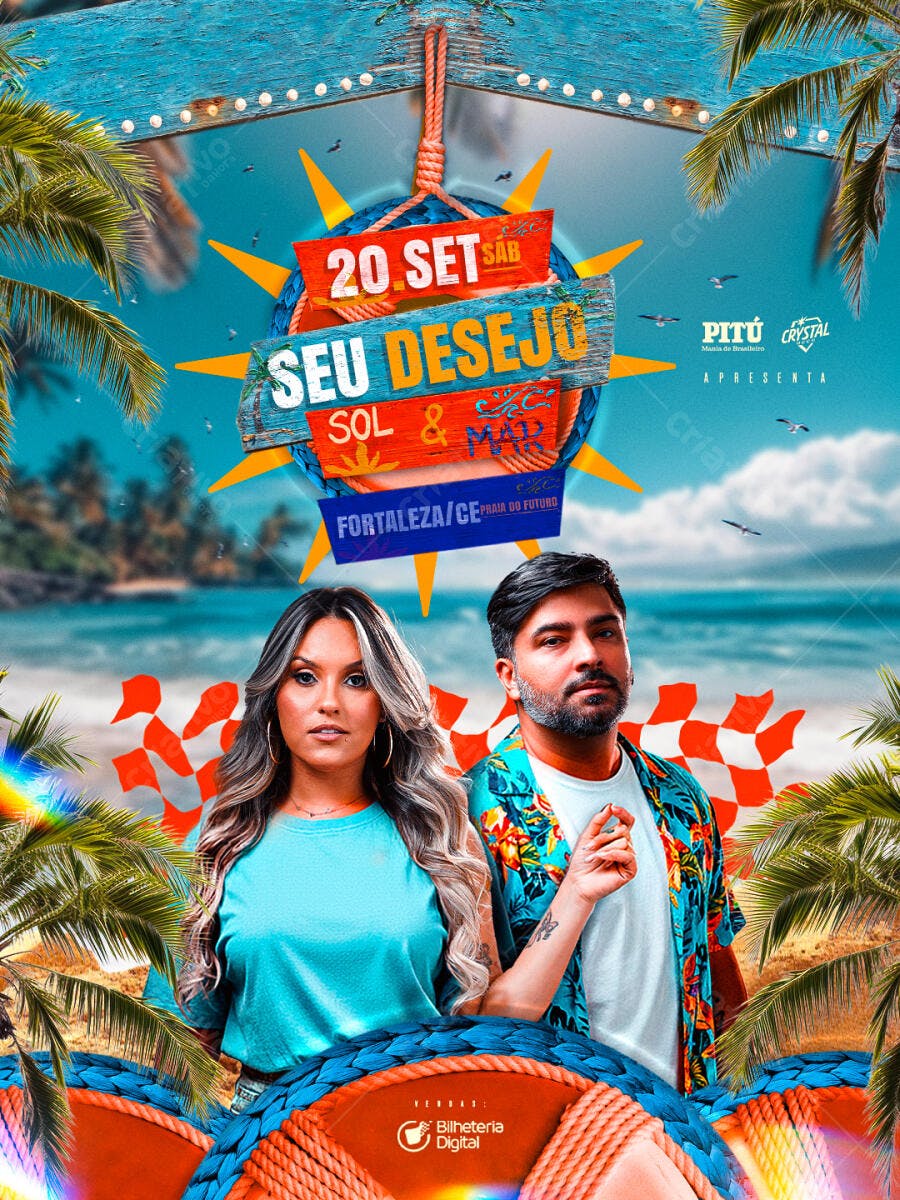 Flyer Seu Desejo - Festa de Verão PSD Editável