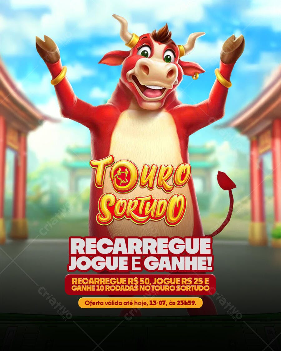 Flyer promocional Touro Sortudo PSD Editável