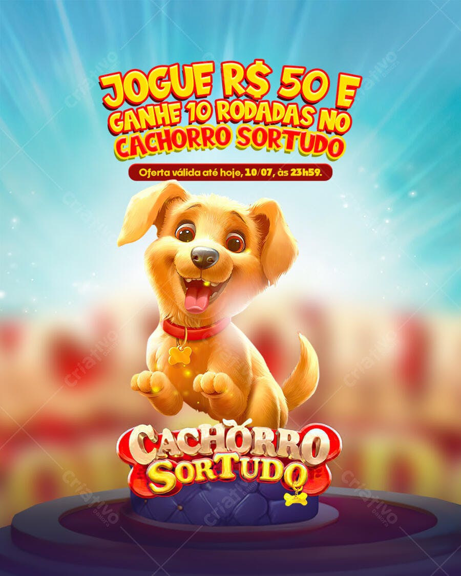 Flyer para Promoção de Cassino com Cachorro PSD Editável