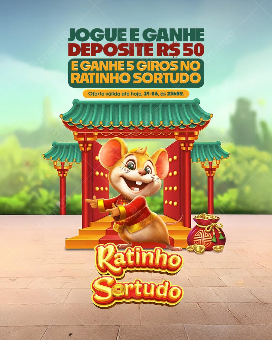 Flyer Ratinho Sortudo Promoção de Cassino PSD Editável