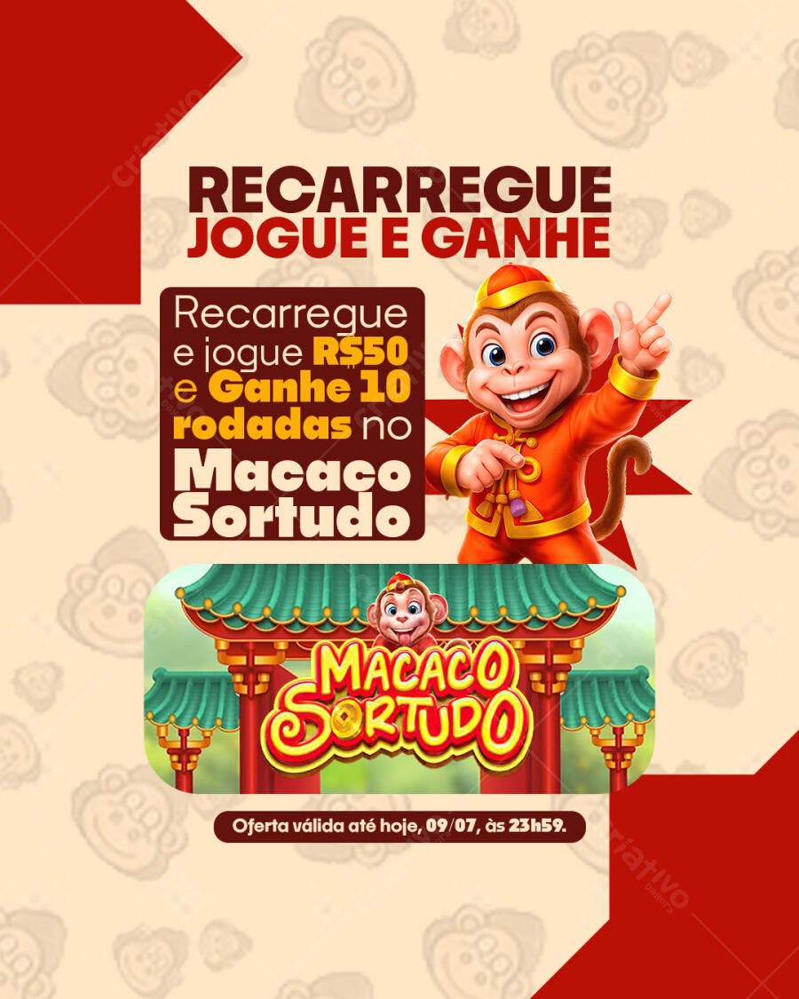 Flyer Macaco Sortudo Promoção R$50 PSD Editável