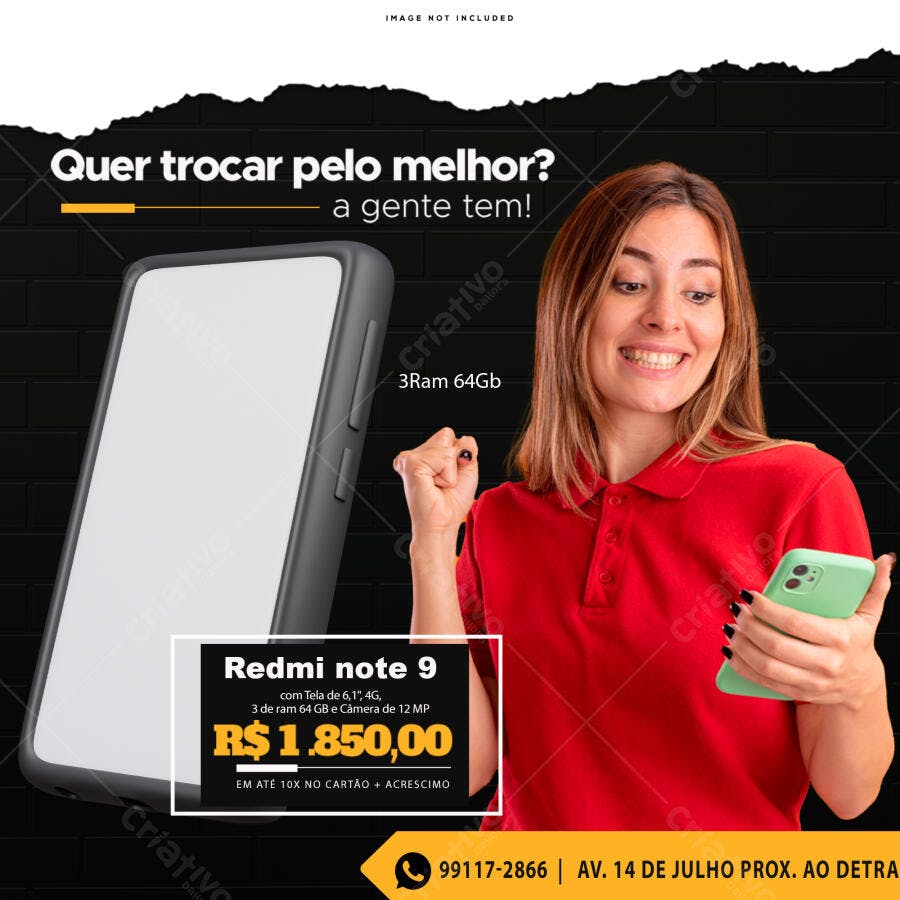 Post para Redes Sociais Redmi Note 9 PSD Editável