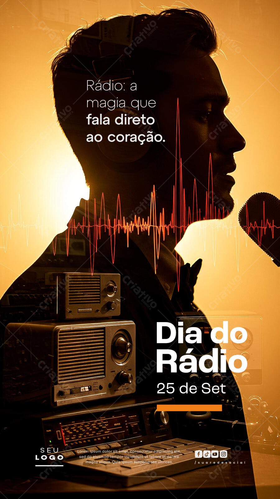 Flyer Dia do Rádio PSD Editável