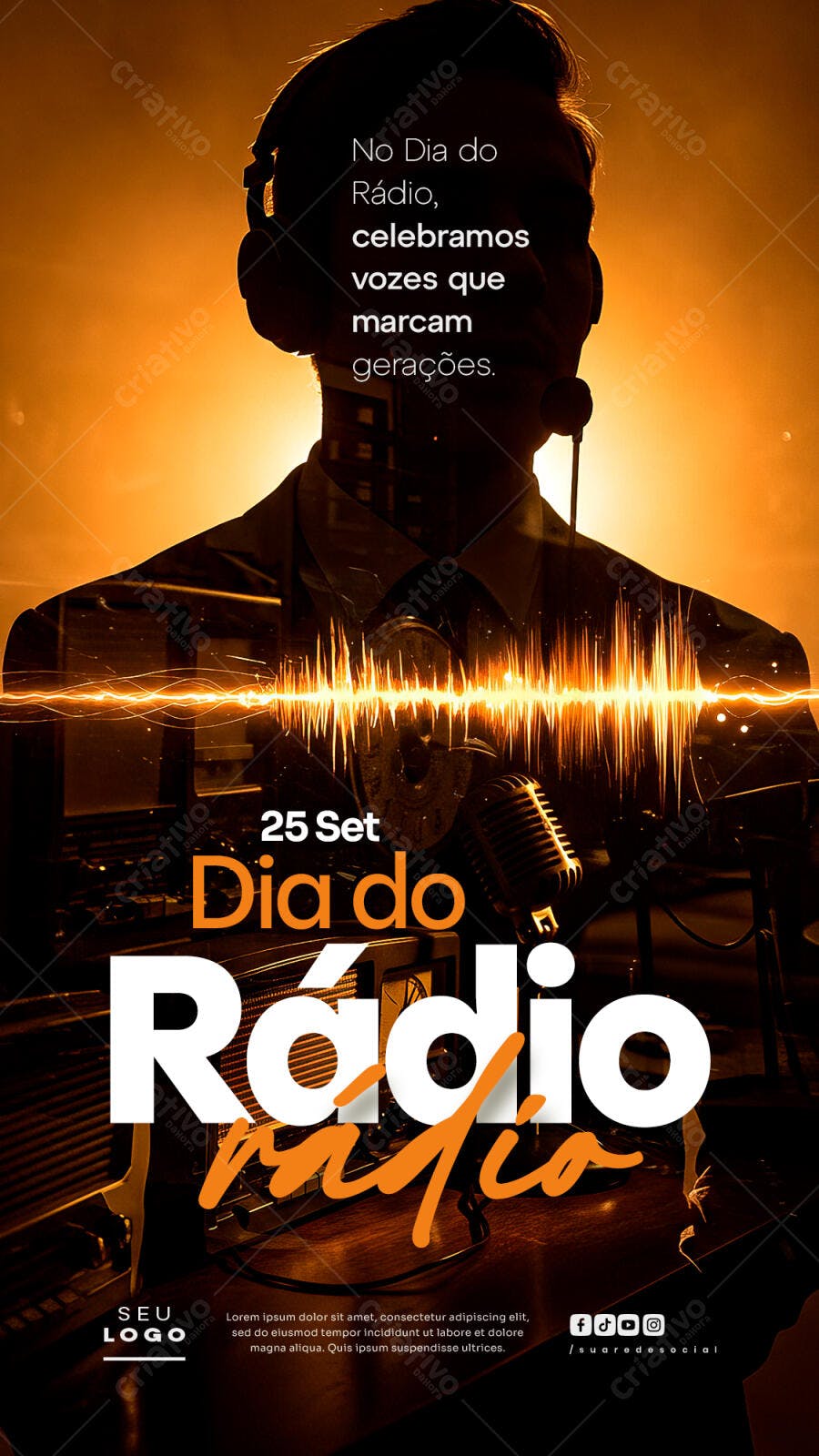 Flyer Dia do Rádio PSD Editável