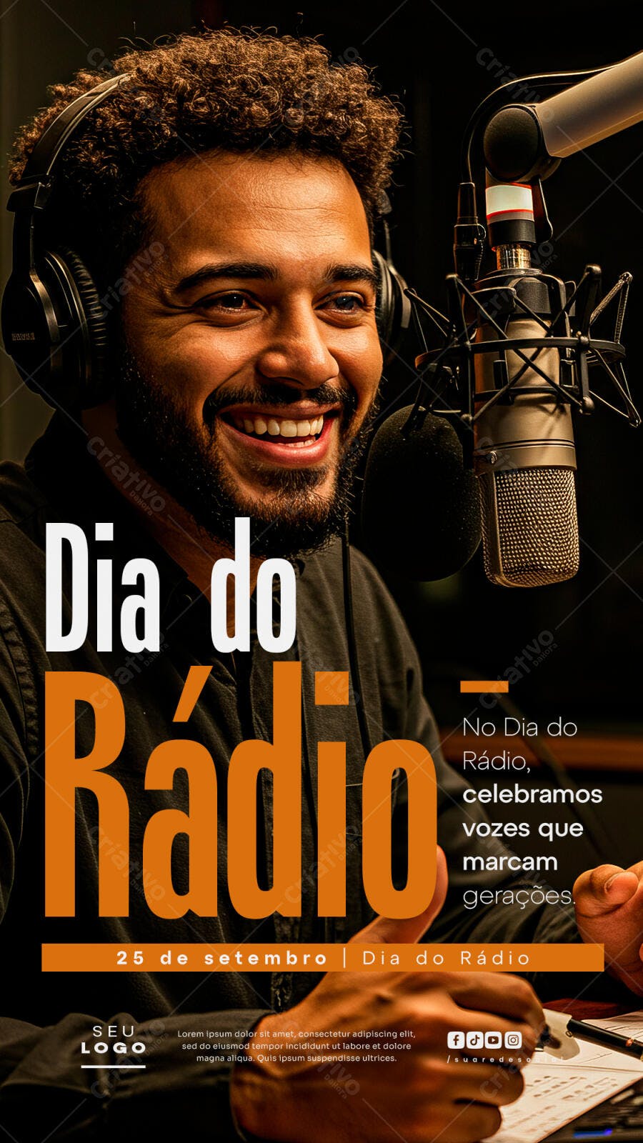 Flyer Dia do Rádio PSD Editável