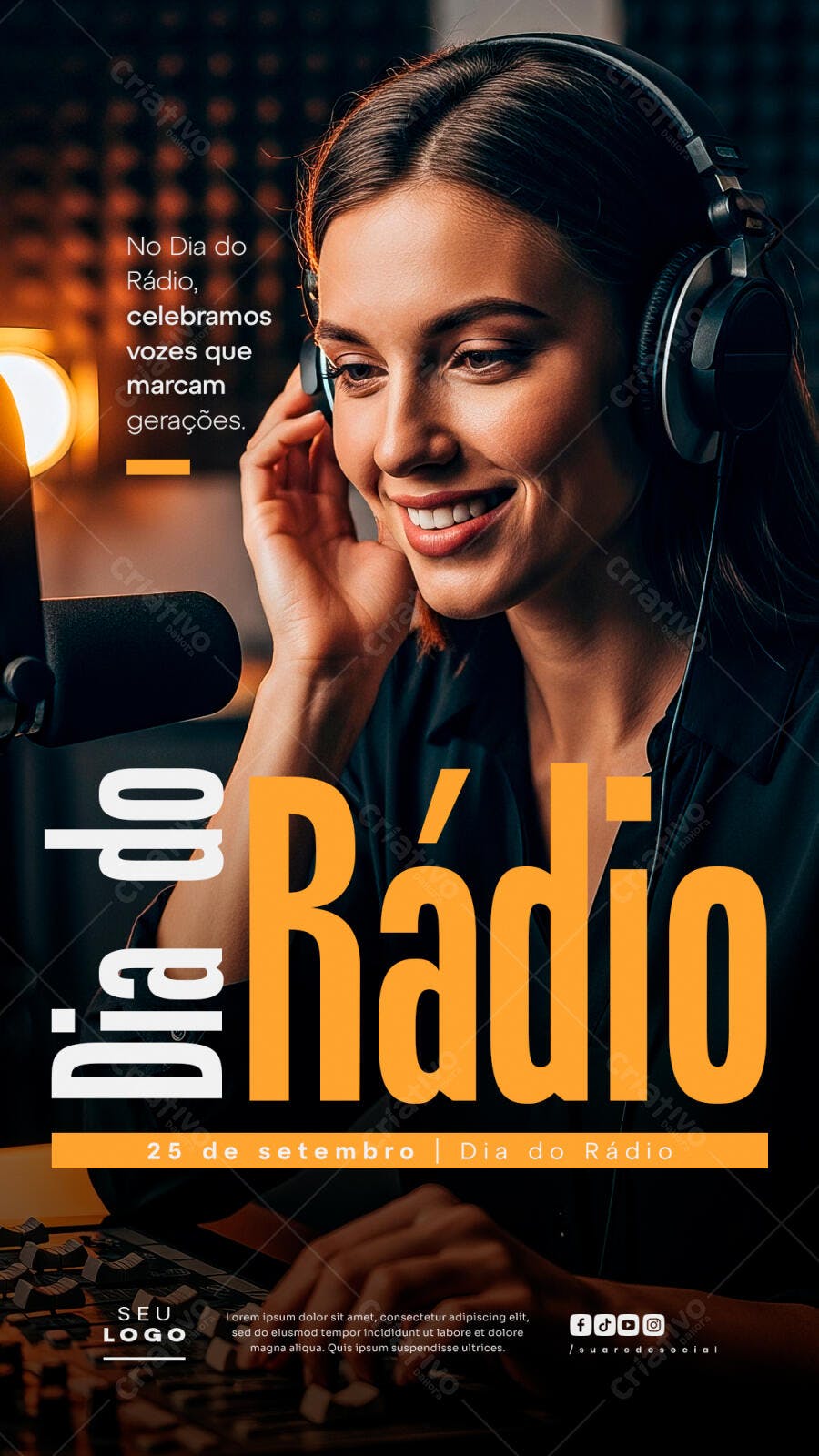 Flyer Dia do Rádio PSD Editável
