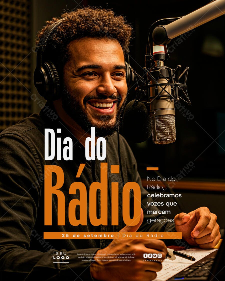 Flyer Dia do Rádio PSD Editável