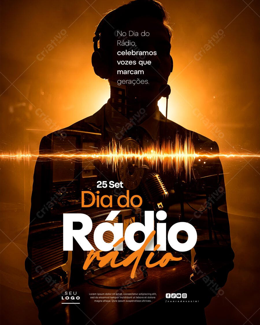 Flyer Dia do Rádio PSD Editável