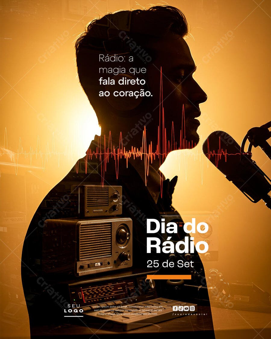 Flyer Dia do Rádio PSD Editável
