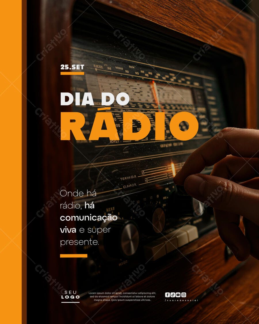 Flyer Dia do Rádio PSD Editável