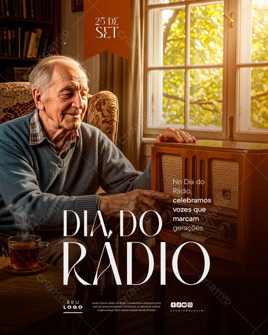 Flyer Dia do Rádio PSD Editável