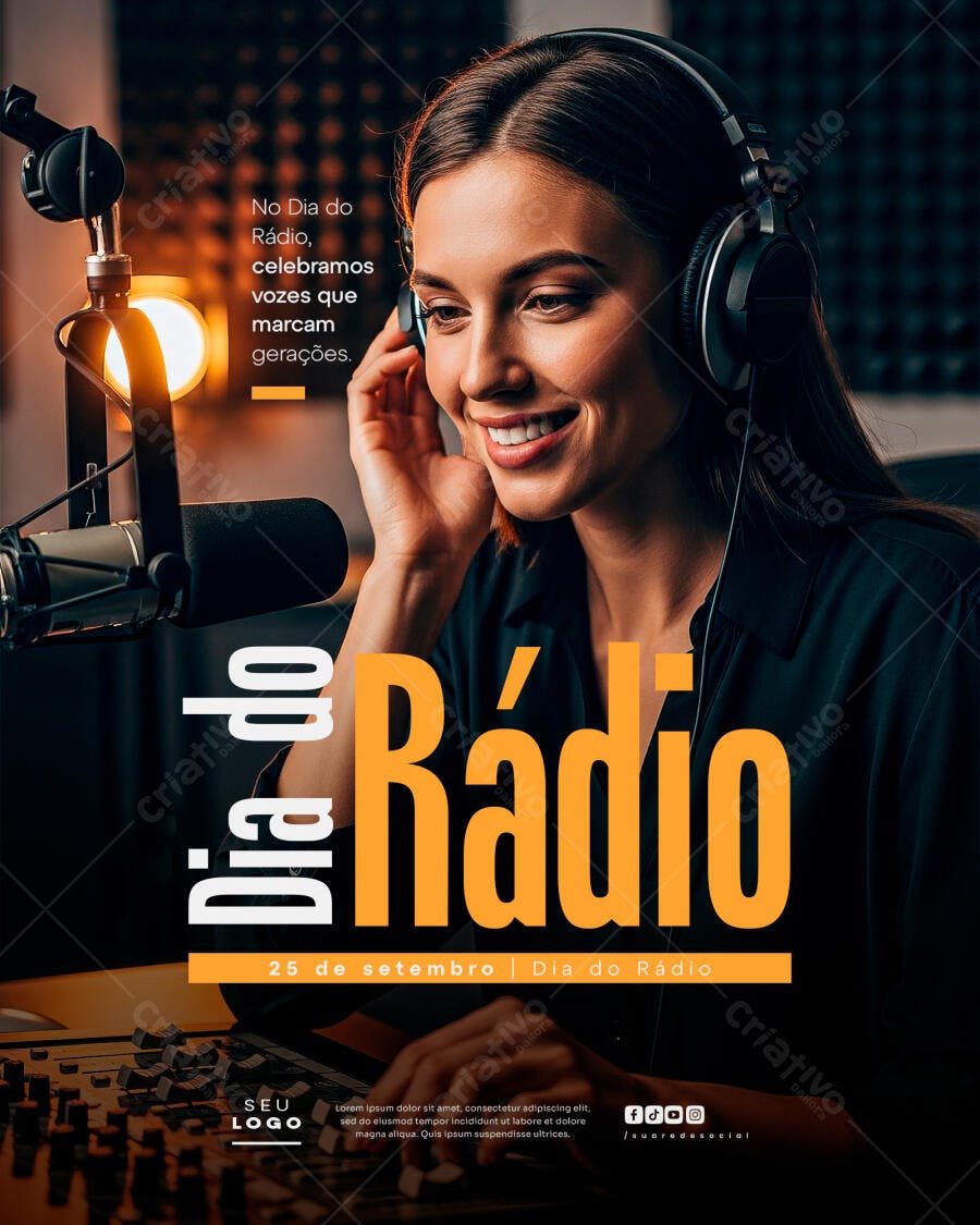 Flyer Dia do Rádio PSD Editável