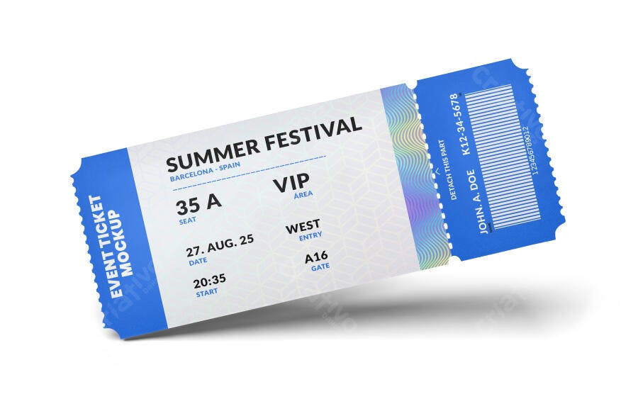 Mockup Ingresso Festival: Design Moderno e Realista