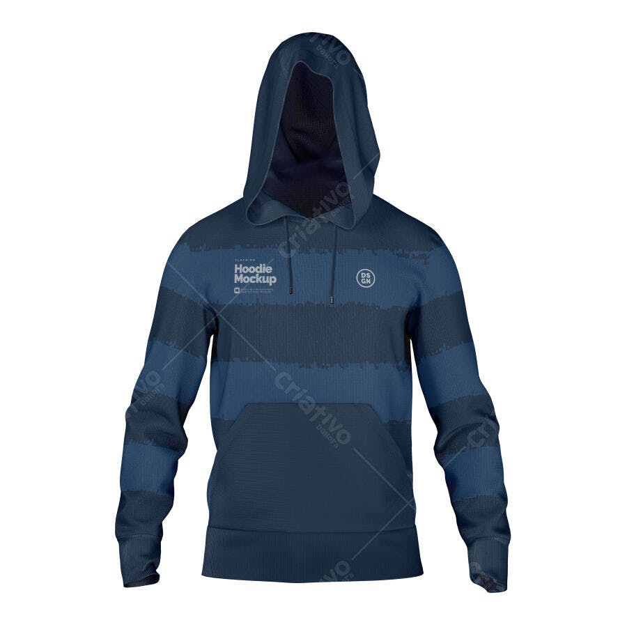 Mockup de Moletom com Capuz em Azul Escuro - Estilo Moderno